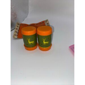Vintage Deer & Human Orange/Green Salt & Pepper Shakers By St. Labre Indian Scho